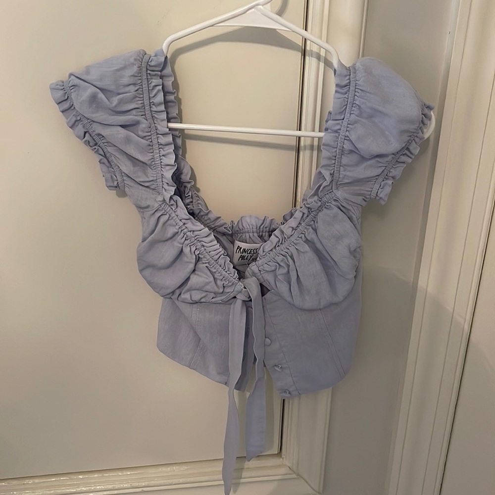 Princess Polly blue crop top